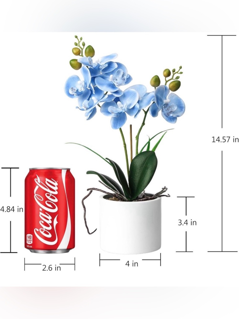 💙✨ NWT Ceramic Vase Artificial Orchid Bonsai – 14.5” Blue Phalaenopsis Décor 💙🏡 - Picture 3 of 10